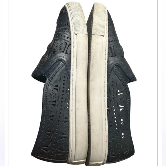 Tory Burch Lennon Dark Navy Blue Slip-On Loafers Lazer Cut Size 10 - Picture 9 of 9